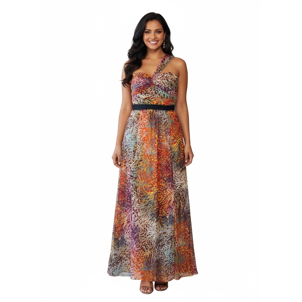 BCBGMAXAZRIA Silk One-Shoulder Maxi Dress | Size 4